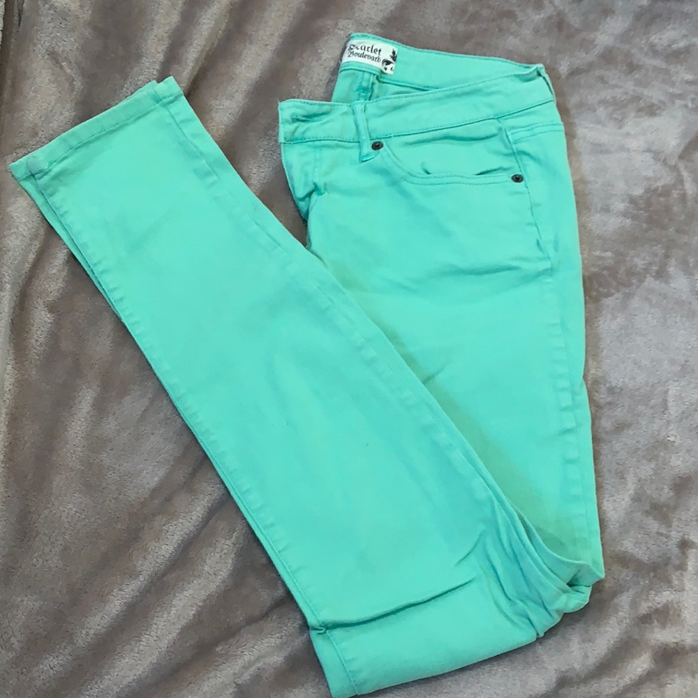 Scarlet boulevard skinny mint jeans